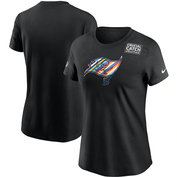 Women's Tampa Bay Buccaneers 2020 Black Sideline Crucial Catch Performance T-Shirt(Run Small)